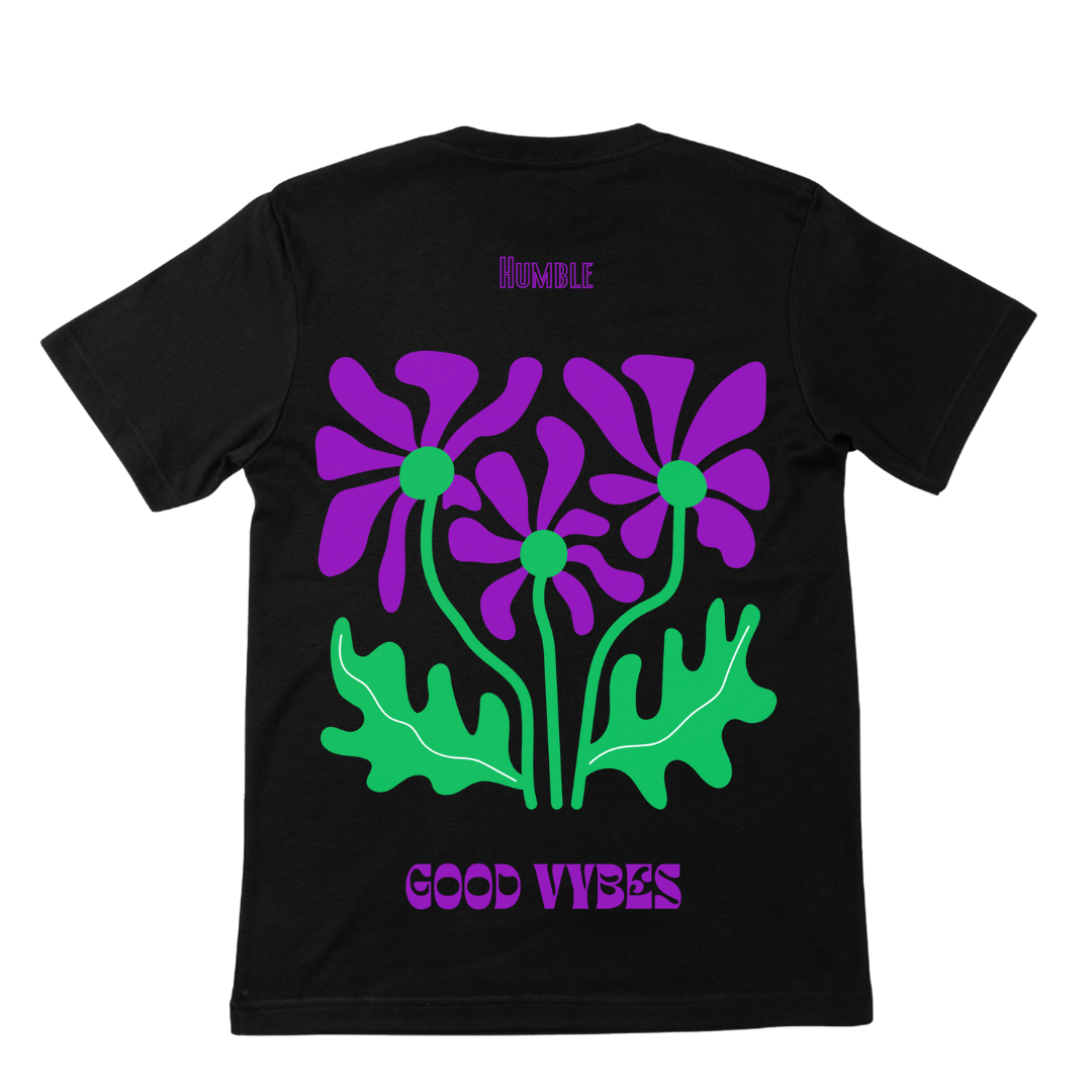 T-shirt noir FLOWER PURPLE WISDOM