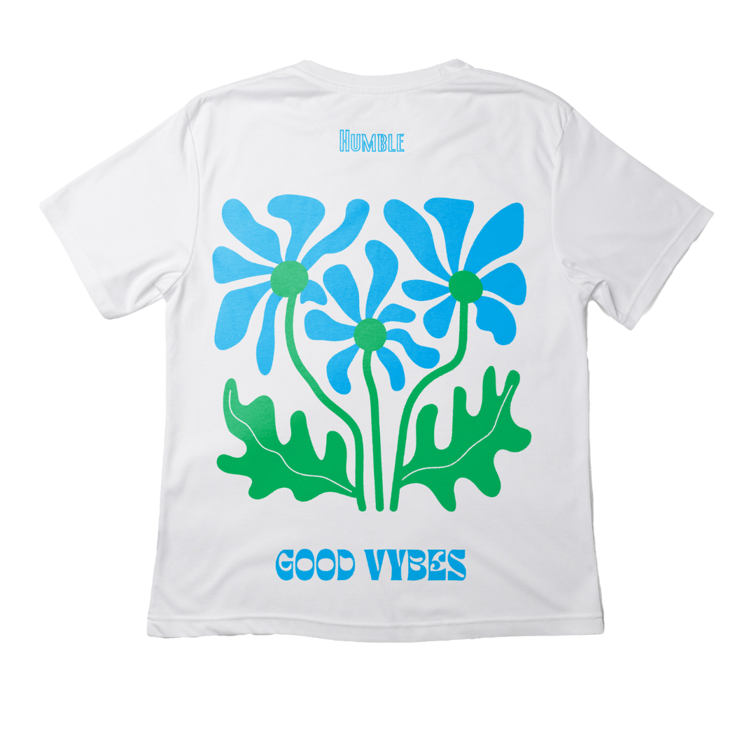 T-shirt Blanc FLOWER BLUE SERENITY