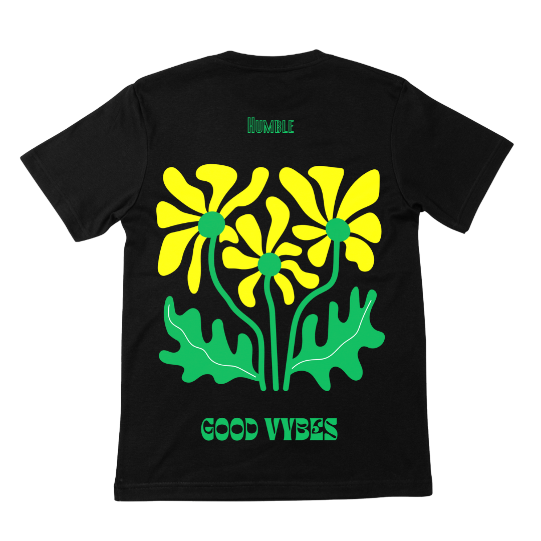 T-shirt noir FLOWER YELLOW ENERGY