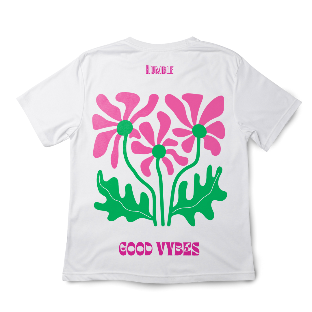 T-shirt Blanc FLOWER PINK GRACE