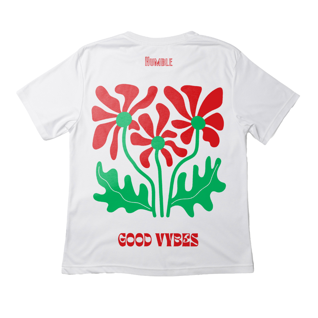 T-shirt blanc FLOWER RED PASSION